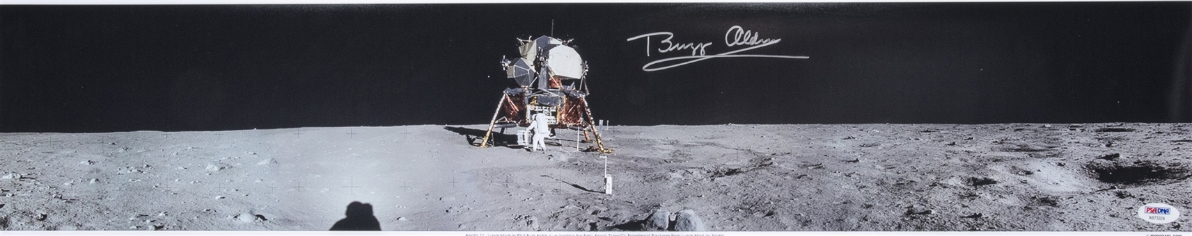 Buzz Aldrin Autographed 6 x 30 Panoramic Moon Photograph (PSA/DNA)